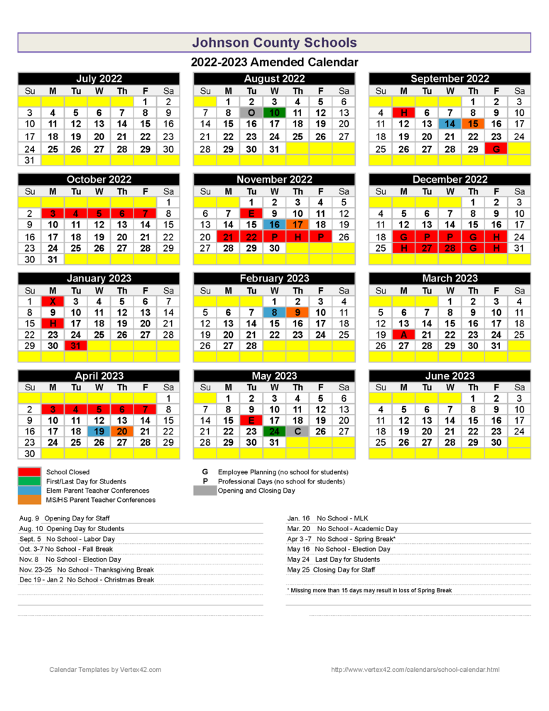 2223 Amended School Calendar Porter Elementary School