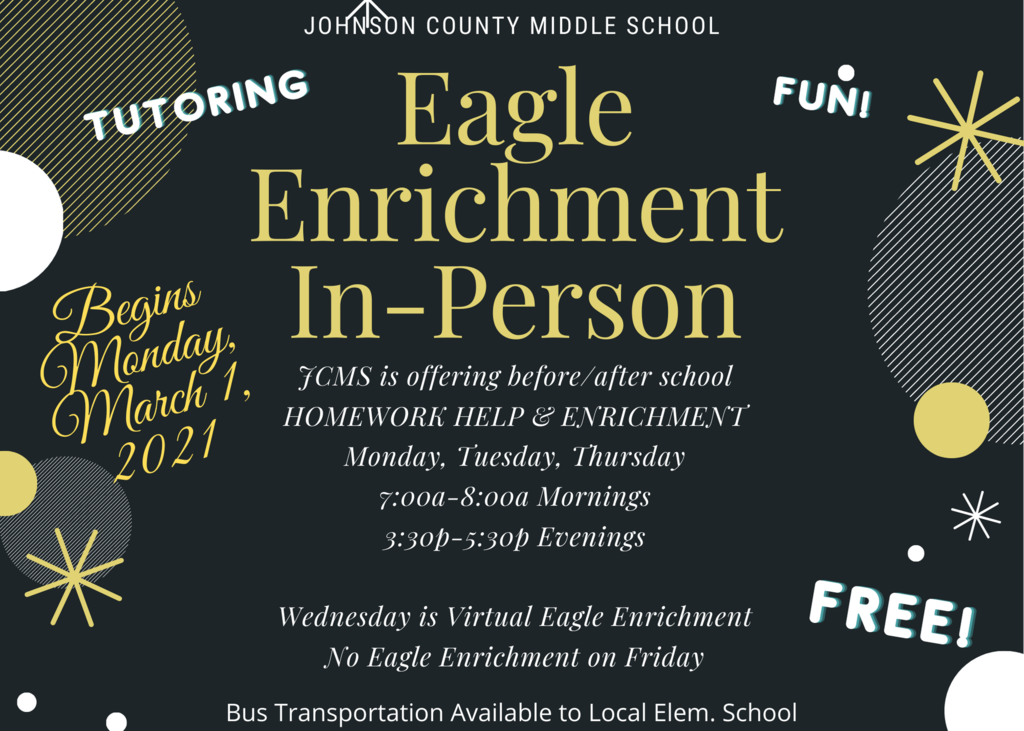 Eagle Enrichment begins in-person on Monday, March 1, 2021!