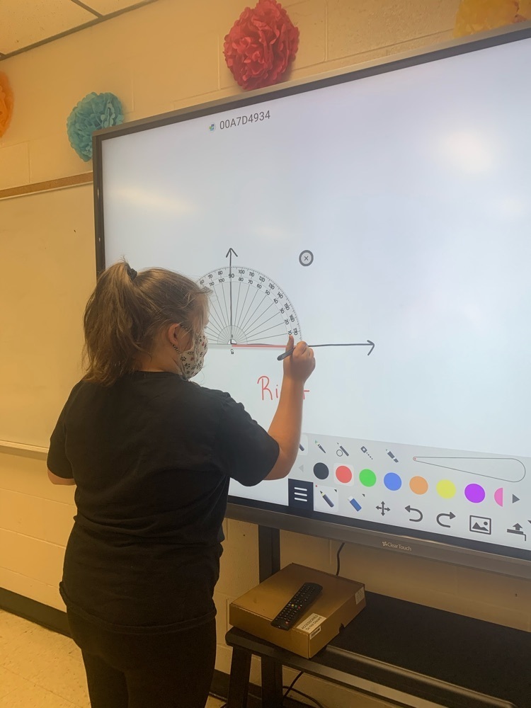 Jessica drawing a right angle