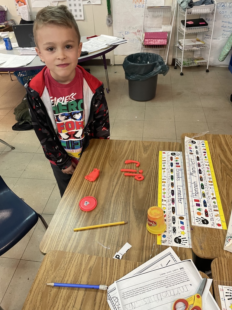 Brooks works on spelling his words this week.